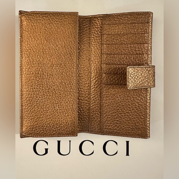 GUCCI Hasler Horsebit Metallic Leather Wallet EUC - Picture 4 of 15